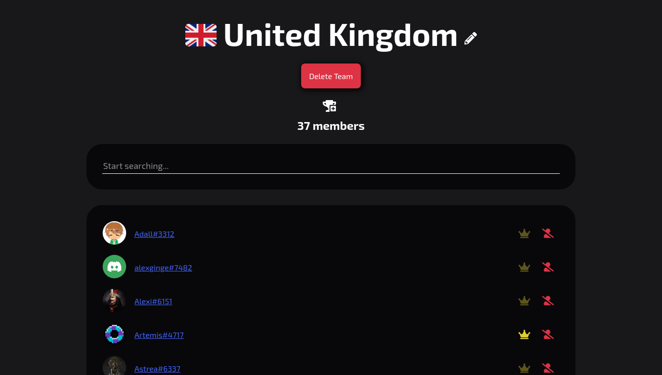 Teams page on desktop